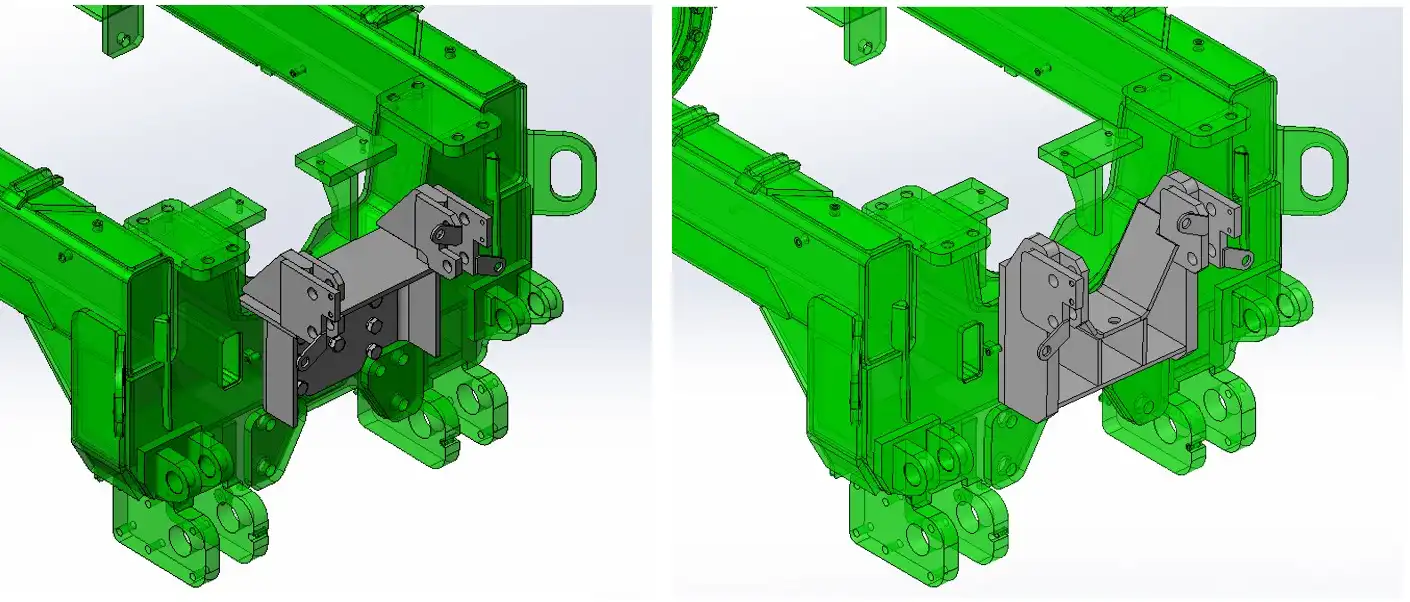 Слева основание прежней конструкции, справа – новое усиленное 